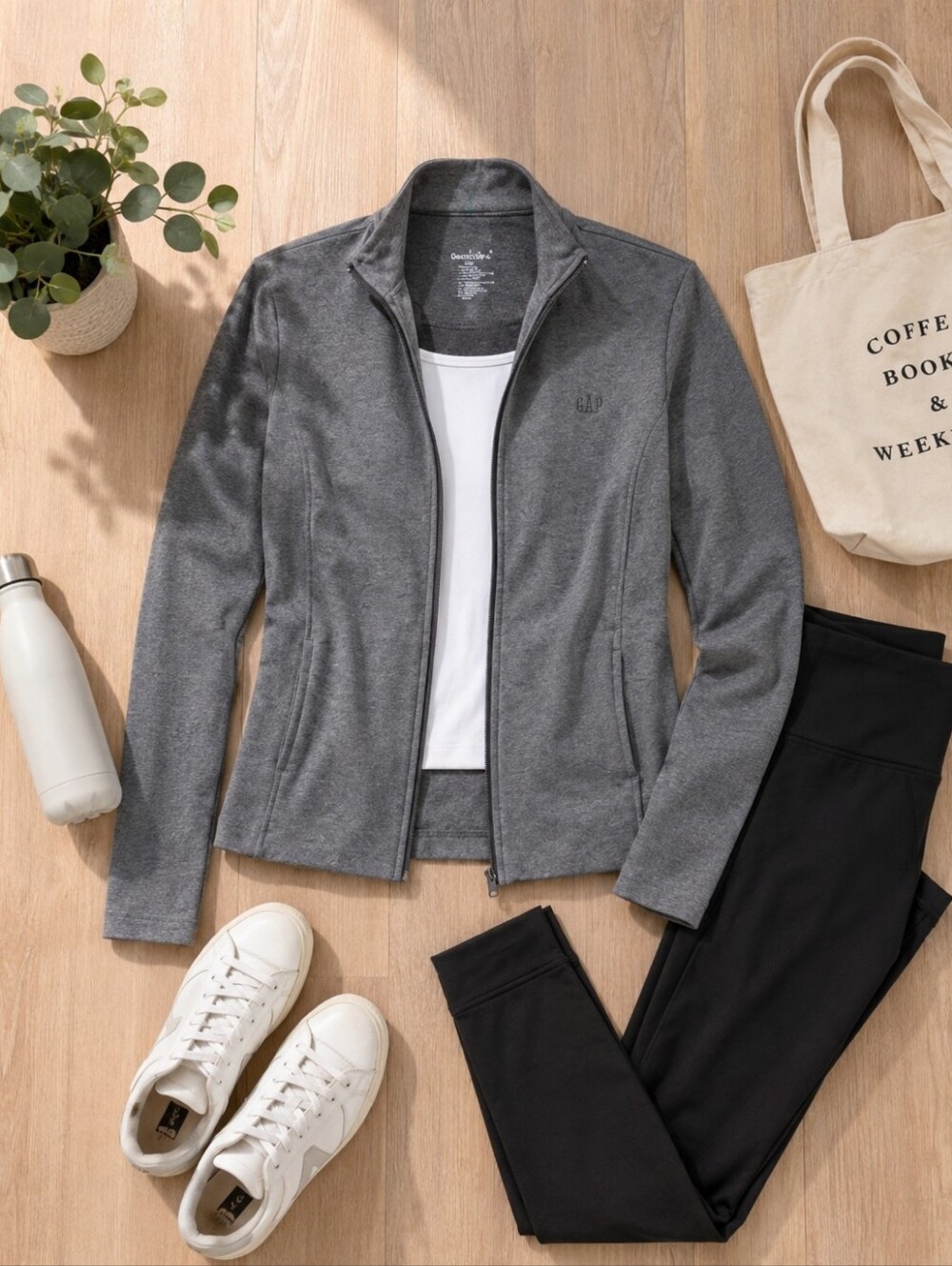 GAP Women's Medium Gray Full Zip Lightweight Active Jacket